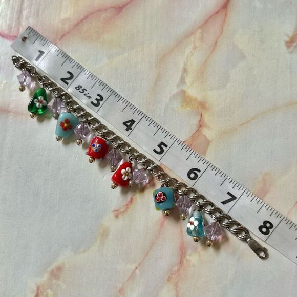 Sterling silver colorful beaded bracelet - Picture 7 of 7